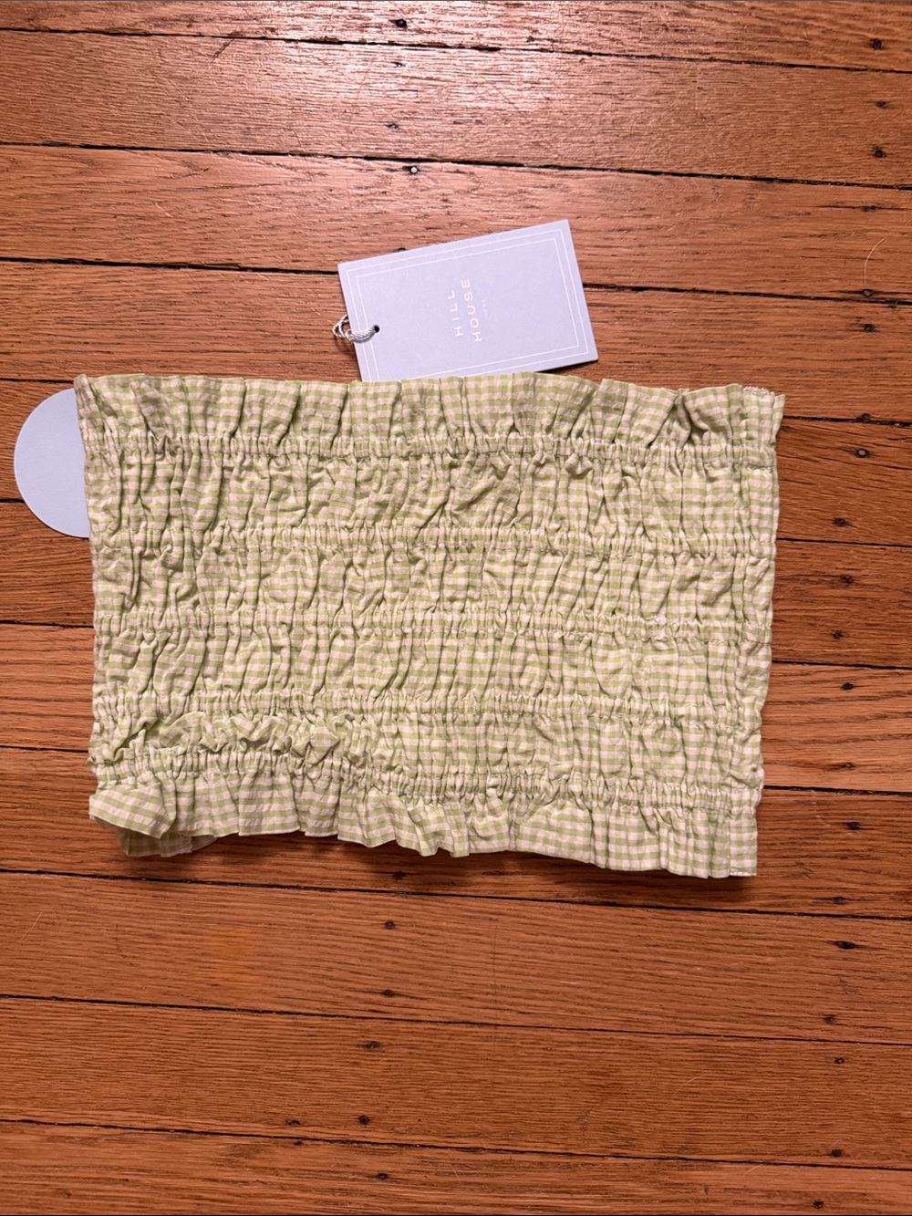 Hill House Light Green Gingham Smocked Tube Top